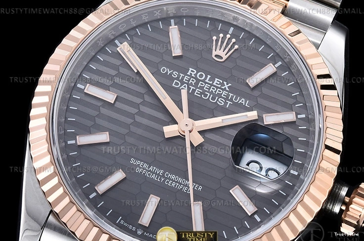 0111 Upgraded RDJ0454B – DJ 36mm Jub Flt 904L RG SS P-Grey Stk VSF VS 780